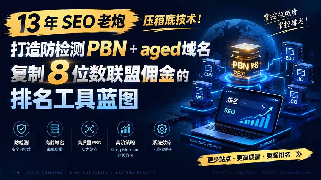 13 年 SEO 老炮压箱底技术!打造防检测 PBN+aged 域名,复制 8 位数联盟佣金的排名工具蓝图【原创双语字幕】-知峰社