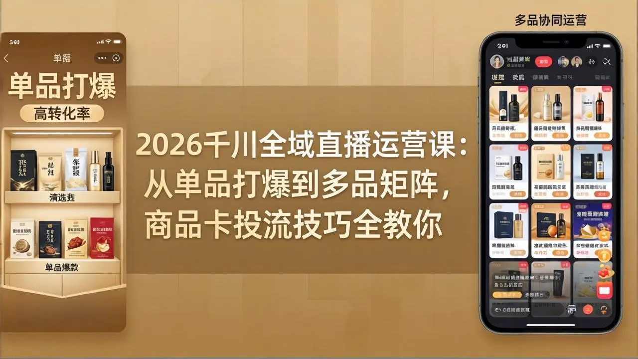 2026千川全域直播运营课:从单品打爆到多品矩阵,商品卡投流技巧全教你-知峰社