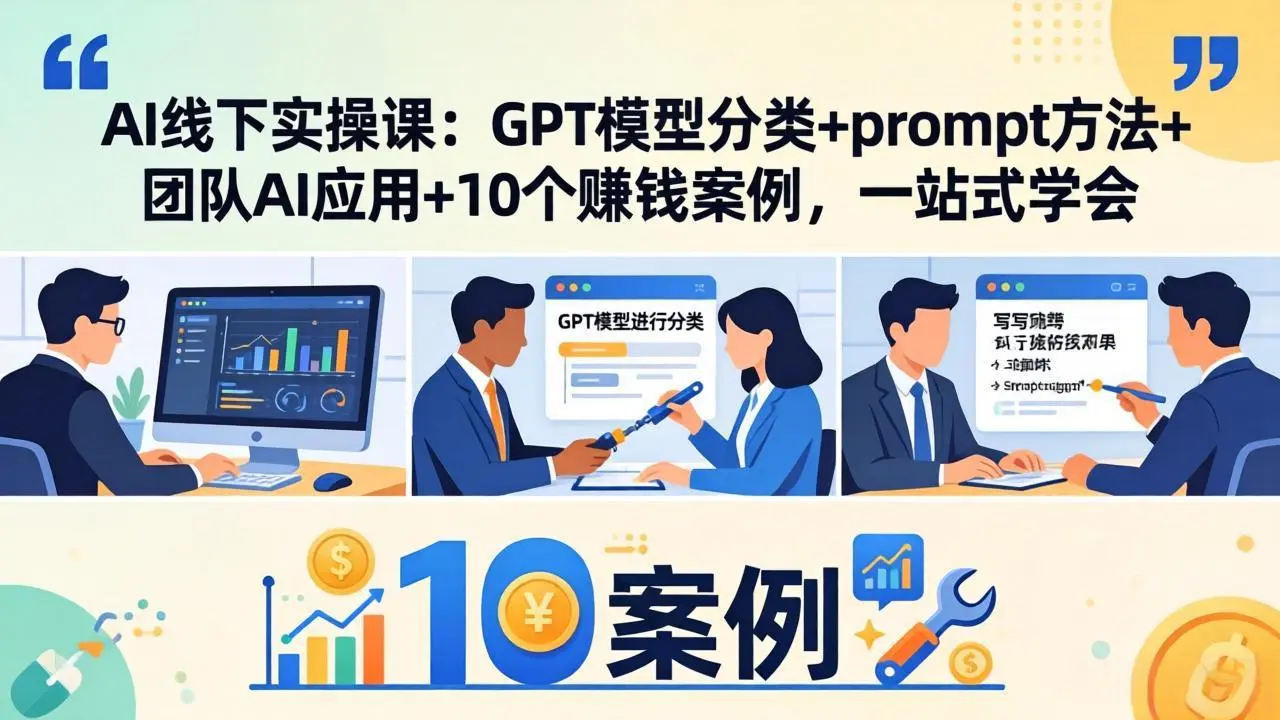 AI线下实操课:GPT模型分类+prompt方法+团队AI应用+10个赚钱案例,一站式学会-知峰社