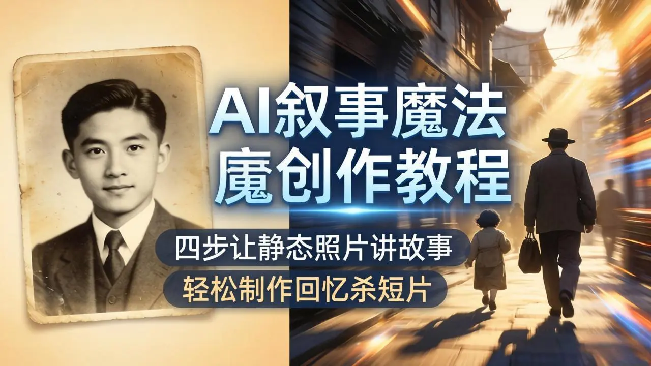 AI叙事魔法创作教程,四步让静态照片讲故事,老照片修复加动态特效,轻松制作回忆杀短片-知峰社