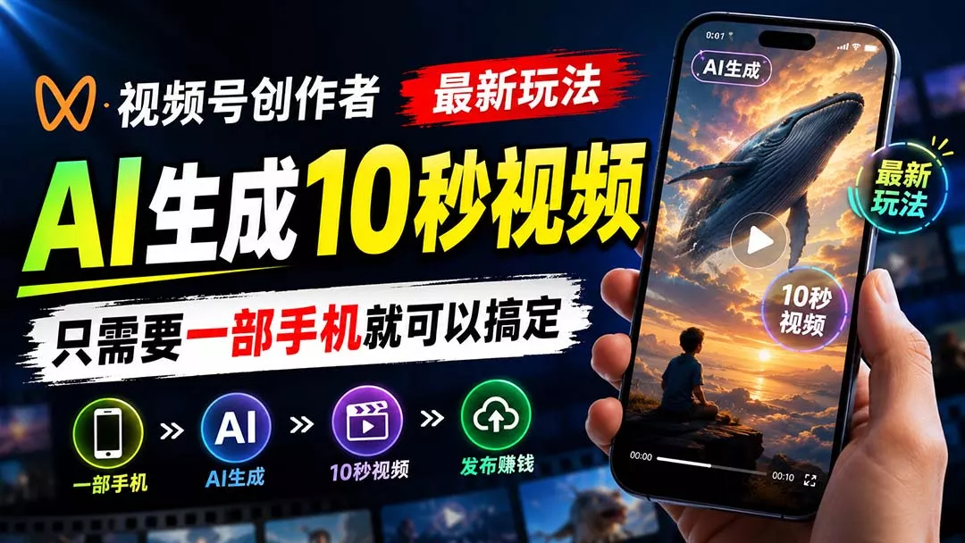 视频号创作者最新玩法,AI生成10秒视频,只需要一部手机就可以搞定-知峰社