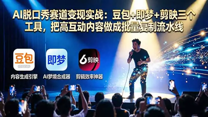 AI脱口秀赛道变现实战:豆包+即梦+剪映三个工具,把高互动内容做成批量复制流水线-知峰社