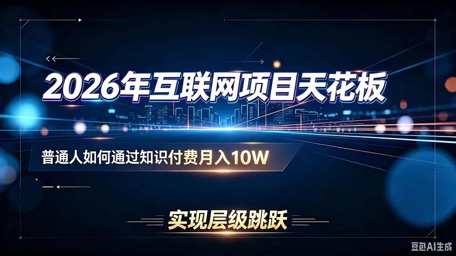 2026年互联网项目天花板:普通人如何通过知识付费月入10W,实现层级跳跃-知峰社
