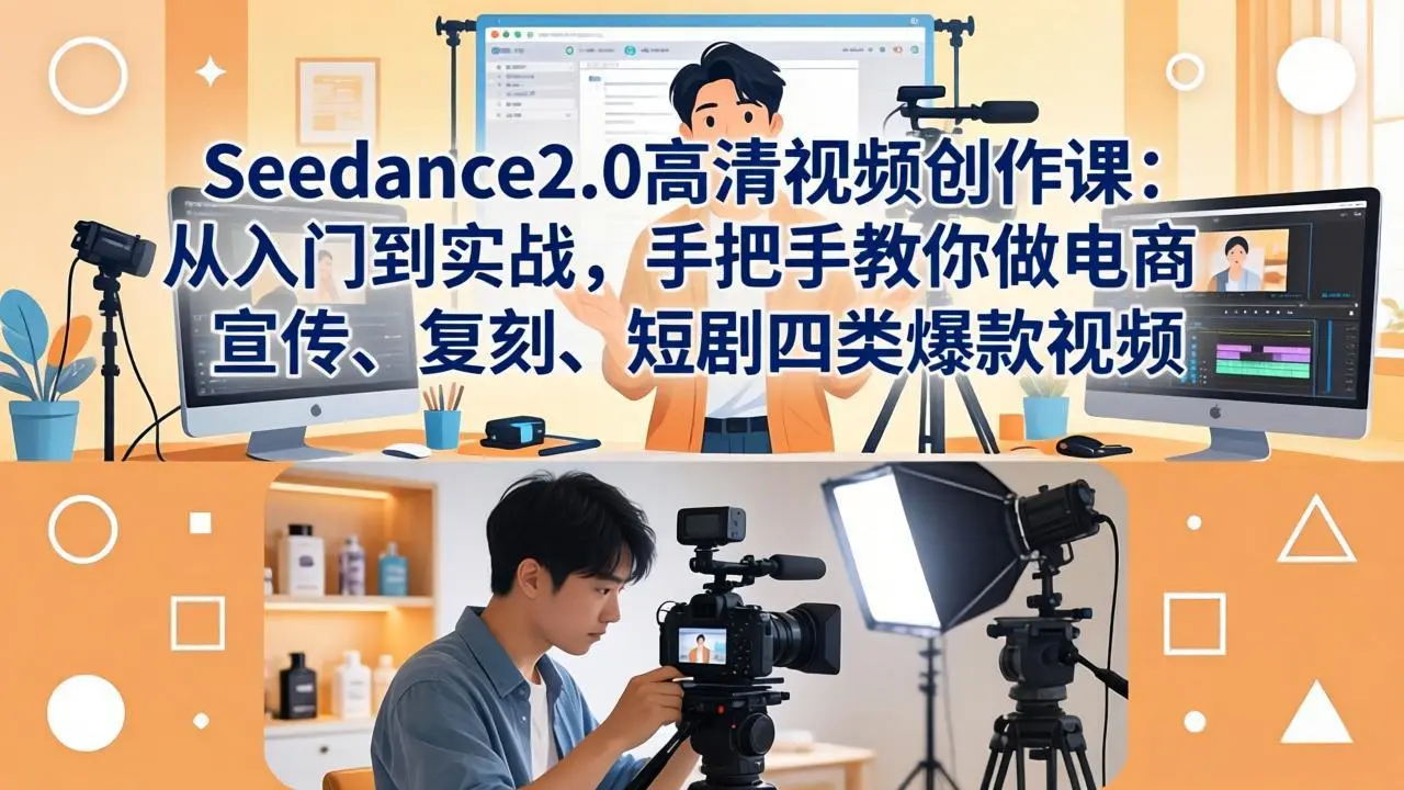 Seedance2.0高清视频创作课:从入门到实战,手把手教你做电商、宣传、复刻、短剧四类爆款视频-知峰社