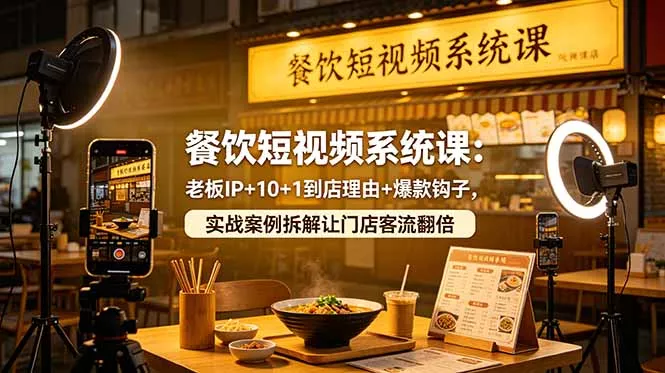 餐饮短视频系统课:老板IP+10+1到店理由+爆款钩子,实战案例拆解让门店客流翻倍-知峰社