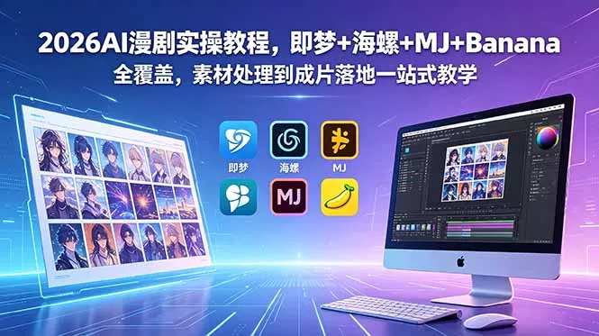 2026AI漫剧实操教程,即梦+海螺+MJ+Banana全覆盖,素材处理到成片落地一站式教学-知峰社