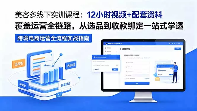 美客多线下实训课程:12小时视频+配套资料覆盖运营全链路,从选品到收款绑定一站式学透-知峰社
