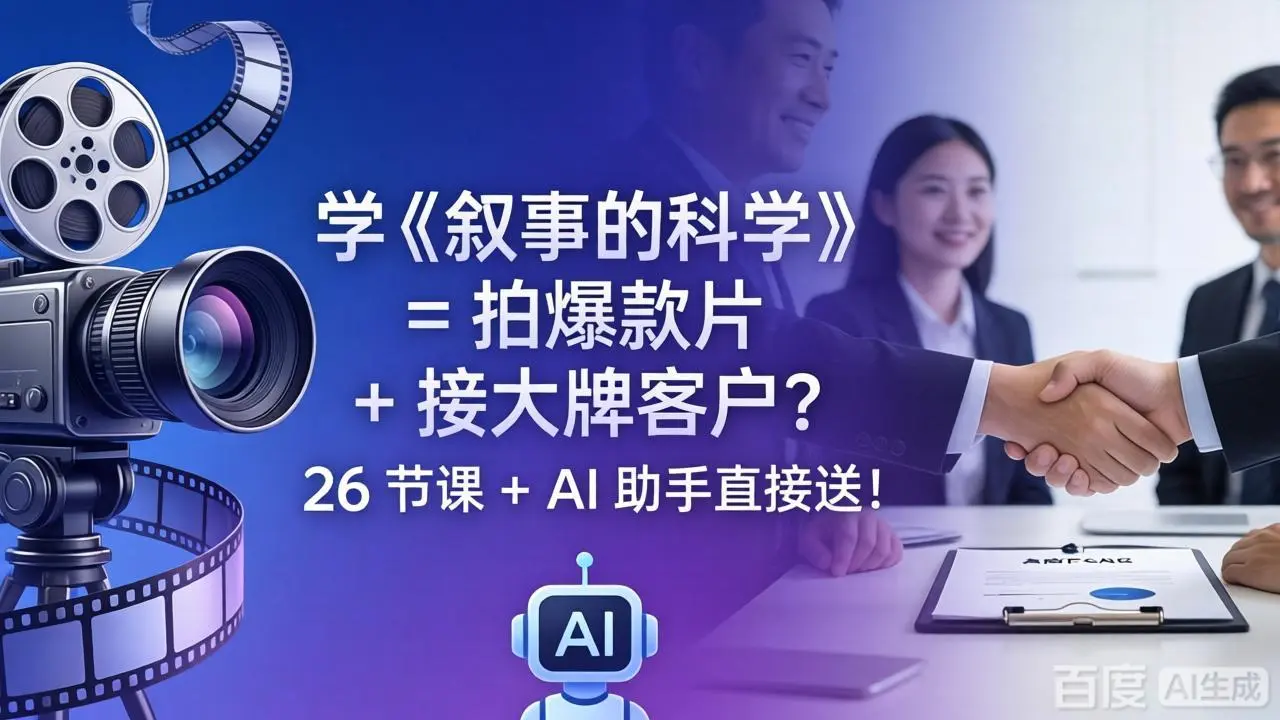 学《叙事的科学》= 拍爆款片 + 接大牌客户?26 节课 + AI 助手直接送!-知峰社