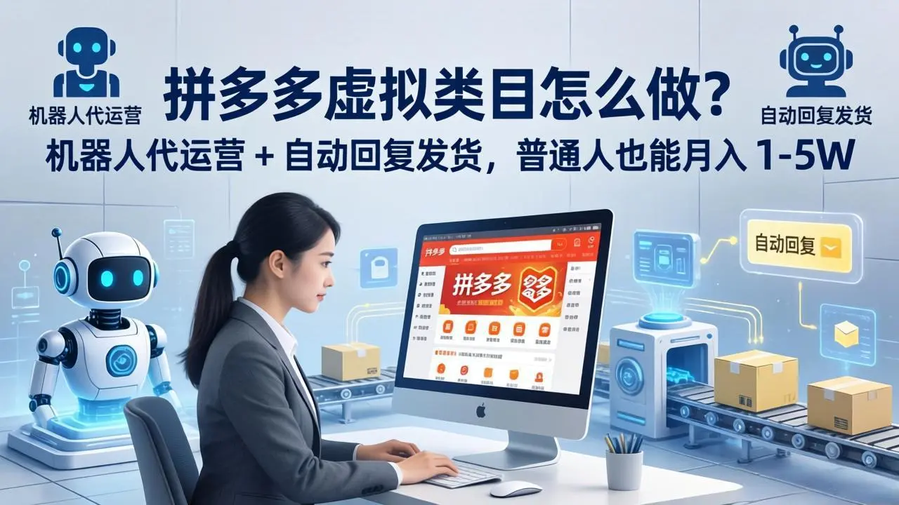 拼多多虚拟类目怎么做?机器人代运营 + 自动回复发货,普通人也能月入 1-5W-知峰社