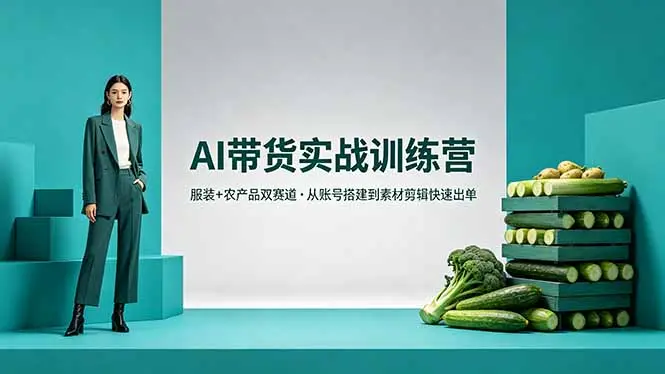 AI带货实战训练营,服装+农产品双赛道,从账号搭建到素材剪辑快速出单-知峰社