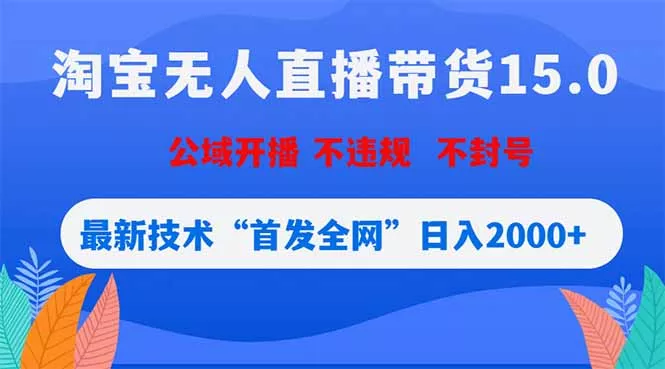 淘宝无人直播带货15.0,不封号,不违规,公域玩法,首发全网日入2000+-知峰社