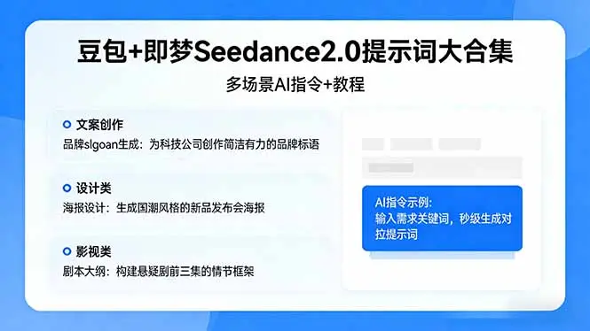 豆包+即梦Seedance2.0提示词大合集:多场景AI指令+教程,解锁文案、设计、影视高效创作-知峰社