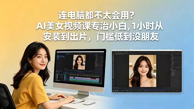 连电脑都不太会用?AI美女视频课专治小白,1小时从安装到出片,门槛低到没朋友-知峰社