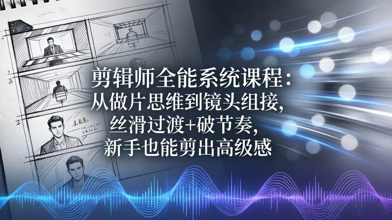 剪辑师全能系统课程:从做片思维到镜头组接,丝滑过渡+破节奏,新手也能剪出高级感-知峰社