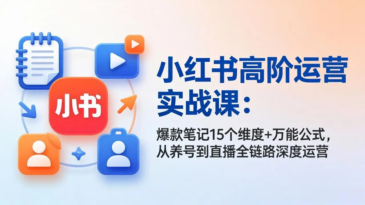 小红书高阶运营实战课:爆款笔记15个维度+万能公式,从养号到直播全链路深度运营-知峰社