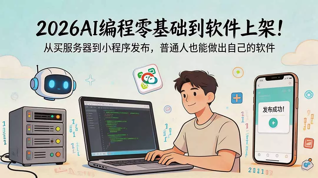 2026AI编程零基础到软件上架!从买服务器到小程序发布,普通人也能做出自己的软件-知峰社