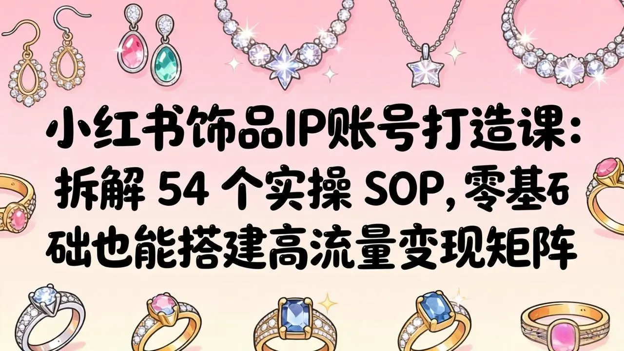 小红书饰品IP账号打造课:拆解 54 个实操 SOP,零基础也能搭建高流量变现矩阵-知峰社