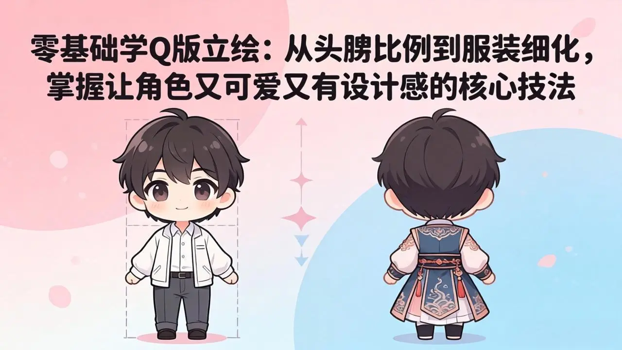 零基础学Q版立绘:从头身比例到服装细化,掌握让角色又可爱又有设计感的核心技法-知峰社