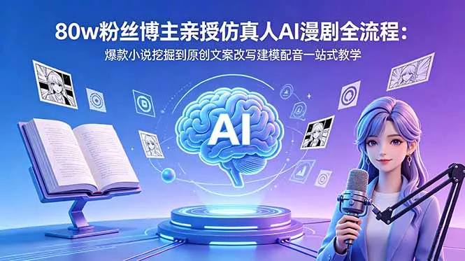 80w粉丝博主亲授仿真人AI漫剧全流程:爆款小说挖掘到原创文案改写建模配音一站式教学-知峰社