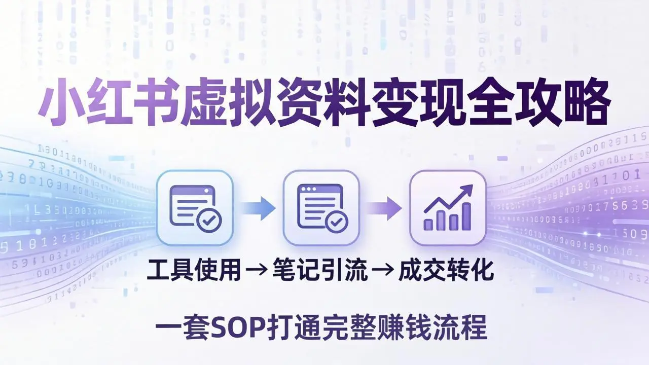 小红书虚拟资料变现全攻略:从工具使用到笔记引流成交,一套 SOP 打通完整赚钱流程-知峰研习社