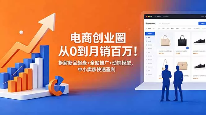 电商创业圈从0到月销百万!拆解新品起盘+全站推广+动销模型,中小卖家快速盈利-知峰社