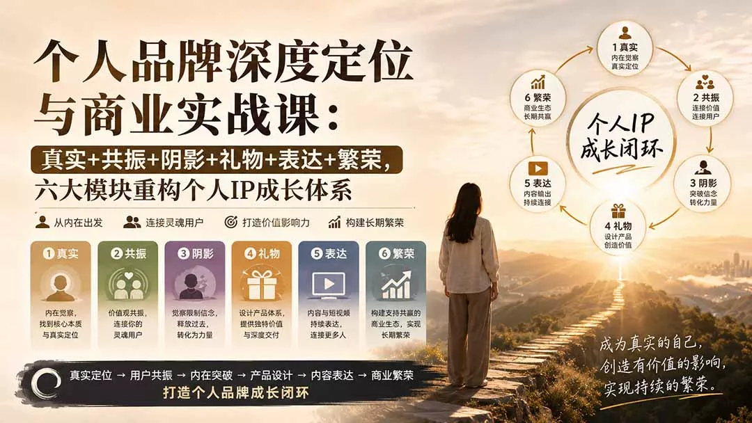 个人品牌深度定位与商业实战课:真实+共振+阴影+礼物+表达+繁荣,六大模块重构个人IP成长体系-知峰社