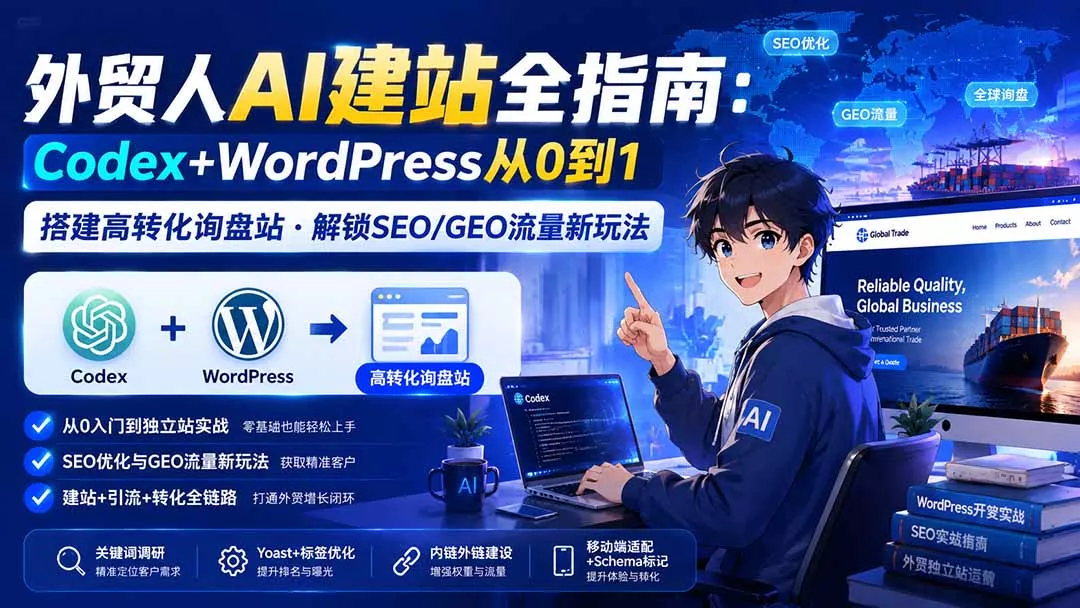 外贸人AI建站全指南:Codex+WordPress从0到1·搭建高转化询盘站·解锁SEO/GEO流量新玩法-更新-知峰社