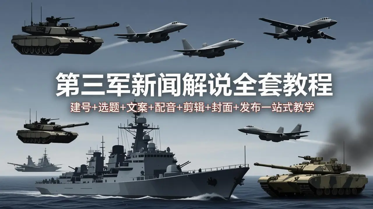 第三军迷新闻解说全套教程:建号+选题+文案+配音+剪辑+封面+发布一站式教学-知峰社