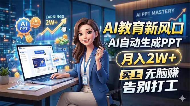 AI教育新风口,AI自动生成PPT,月入2W+,无脑赚,告别打工-知峰社