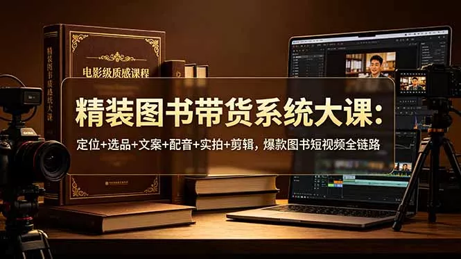精装图书带货系统大课:定位+选品+文案+配音+实拍+剪辑,爆款图书短视频全链路-知峰社