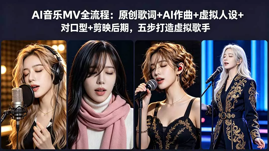 AI音乐MV全流程:原创歌词+AI作曲+虚拟人设+对口型+剪映后期,五步打造虚拟歌手-知峰社