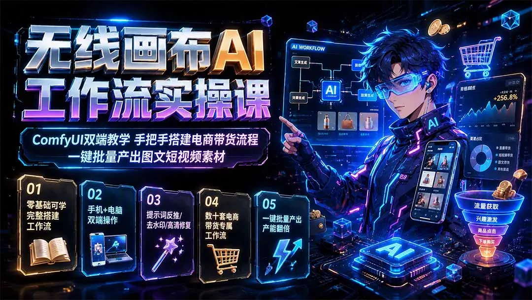 电商内容产能不足?用ComfyUI无线画布一键批量产出带货短视频-知峰社
