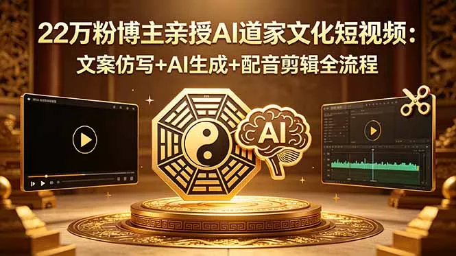 22万粉博主亲授AI道家文化短视频:文案仿写+AI生成+配音剪辑全流程-知峰社