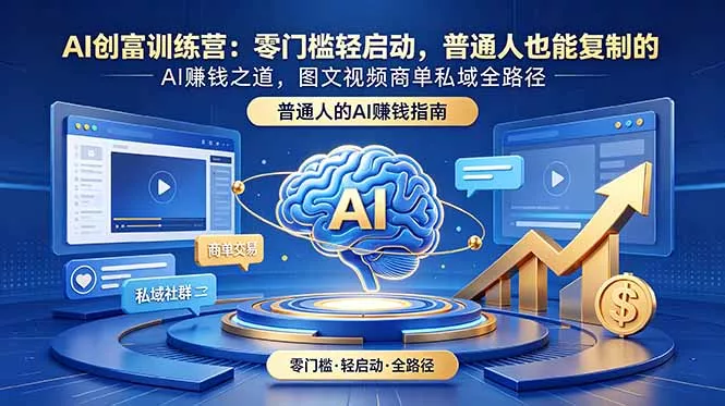 AI创富训练营:零门槛轻启动,普通人也能复制的AI赚钱之道,图文视频商单私域全路径-知峰社
