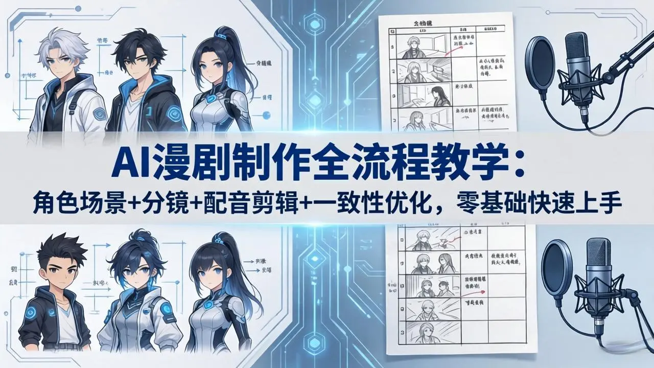 AI漫剧制作全流程教学:角色场景+分镜+配音剪辑+一致性优化,零基础快速上手-知峰社