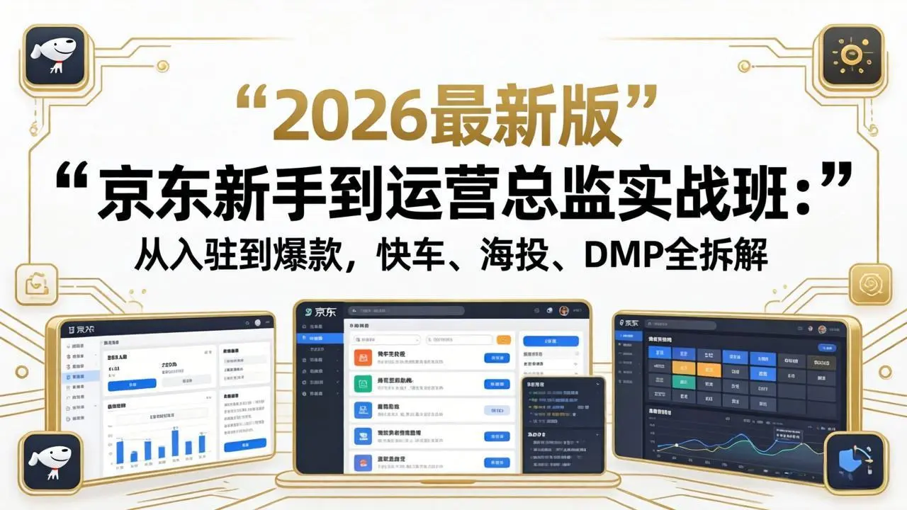 京东新手到运营总监实战班:从入驻到爆款,快车、海投、DMP全拆解,2026最新版-知峰社