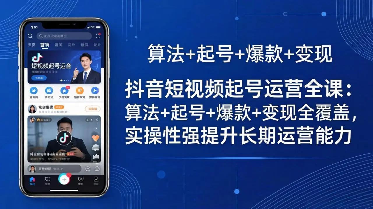 抖音短视频起号运营全课:算法+起号+爆款+变现全覆盖,实操性强提升长期运营能力-知峰社