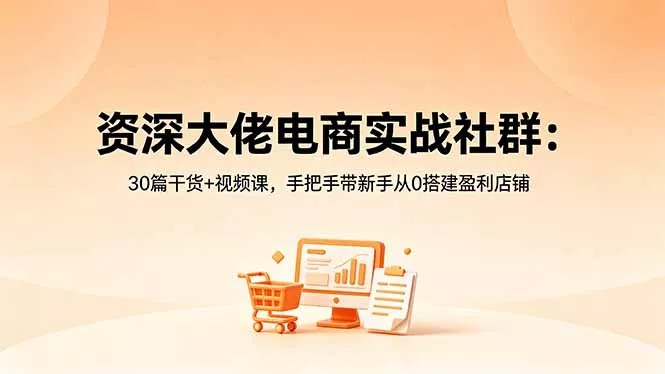 资深大佬电商实战社群:30篇干货+视频课,手把手带新手从0搭建盈利店铺-知峰社