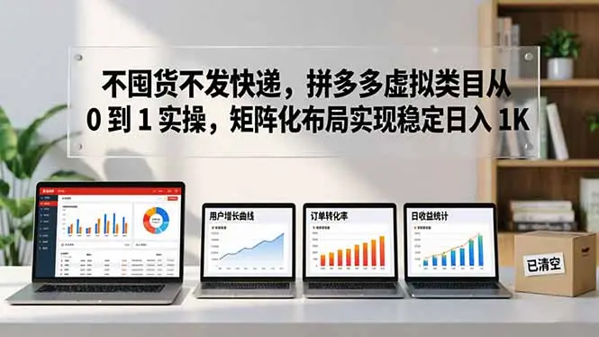 不囤货不发快递,拼多多虚拟类目从 0 到 1 实操,矩阵化布局实现稳定日入 1K-知峰社