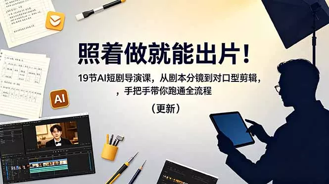 照着做就能出片!19节AI短剧导演课,从剧本分镜到对口型剪辑,手把手带你跑通全流程(更新-知峰社