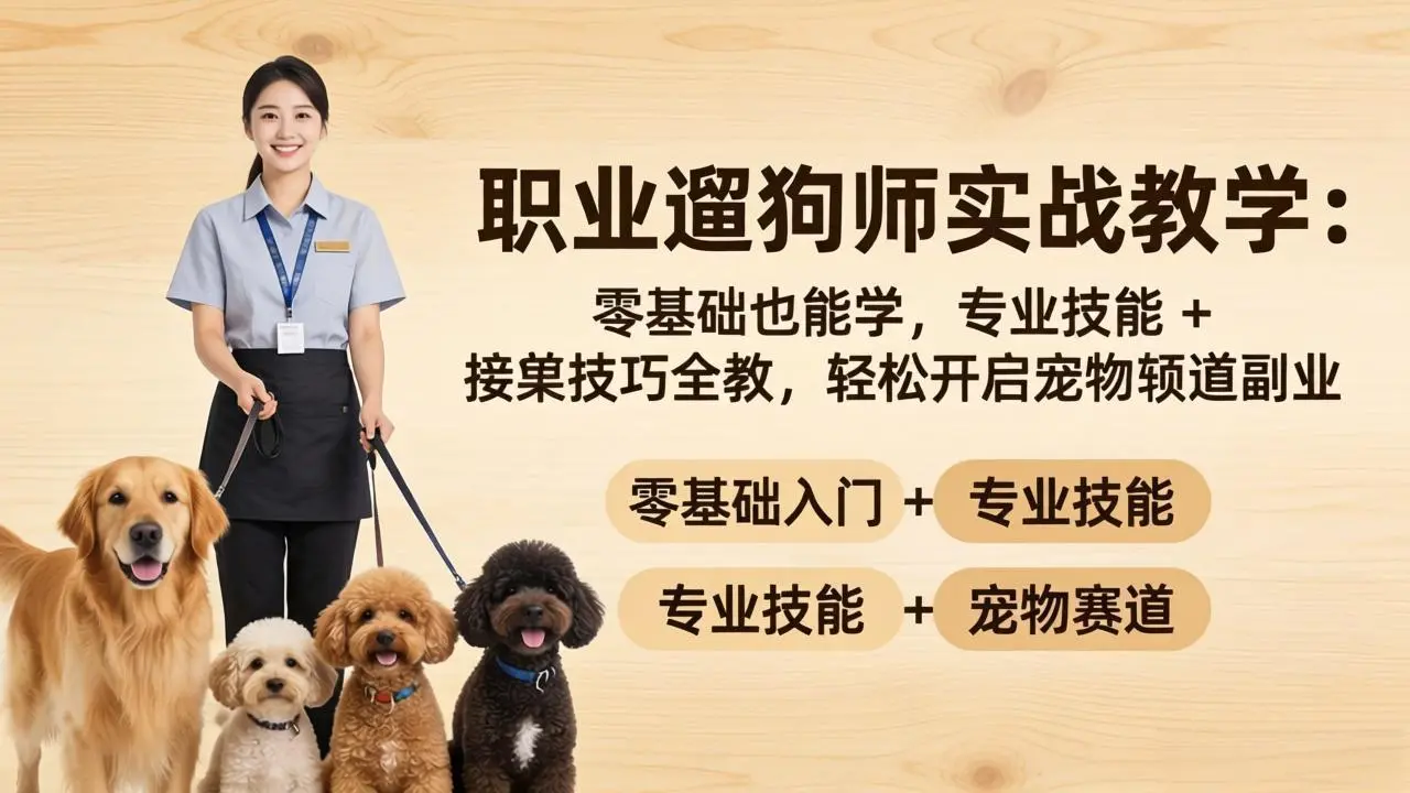 职业遛狗师实战教学:零基础也能学,专业技能 + 接单技巧全教,轻松开启宠物赛道副业-知峰社