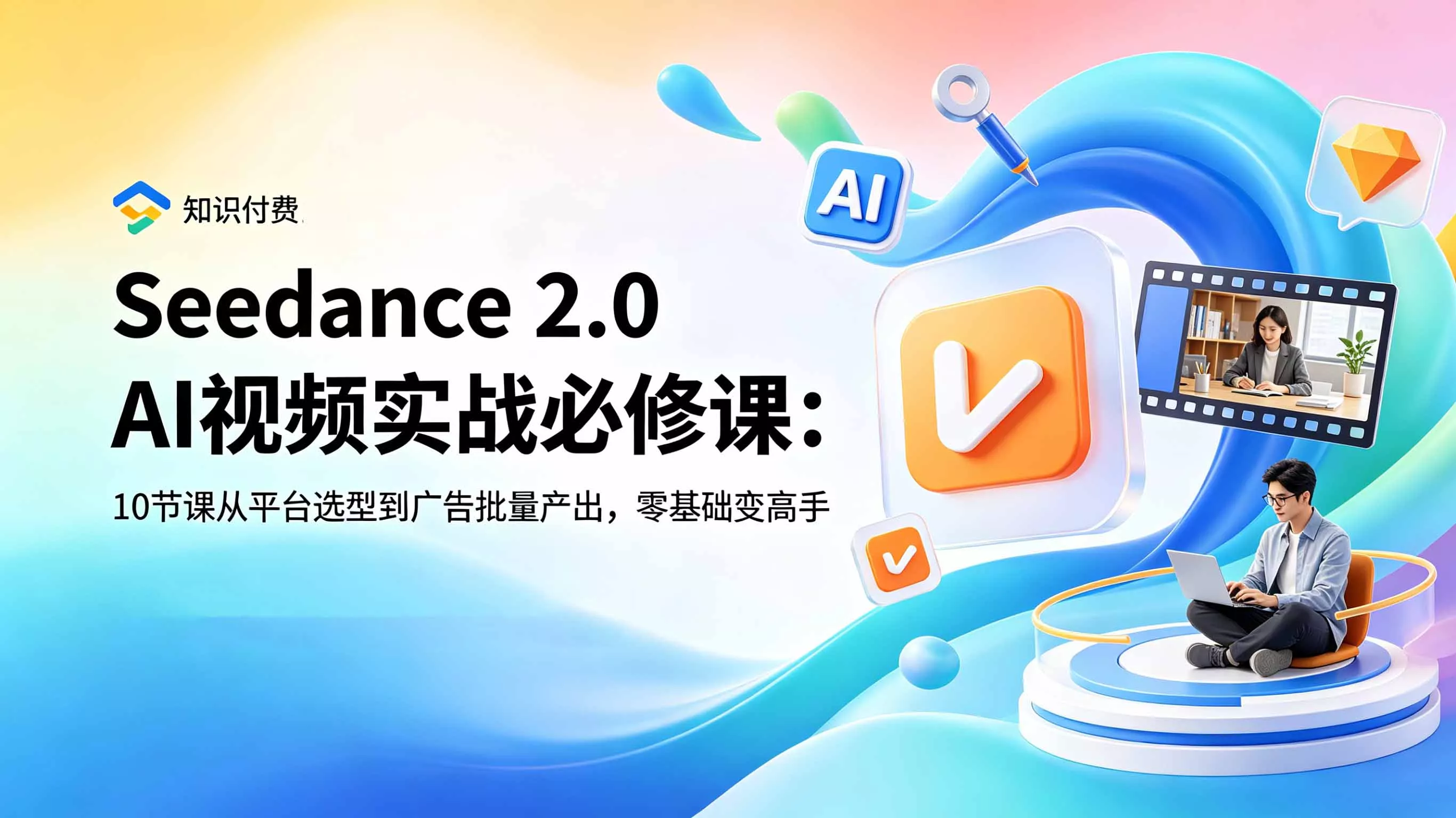 Seedance 2.0 AI视频实战必修课:10节课从平台选型到广告批量产出,零基础变高手-知峰社