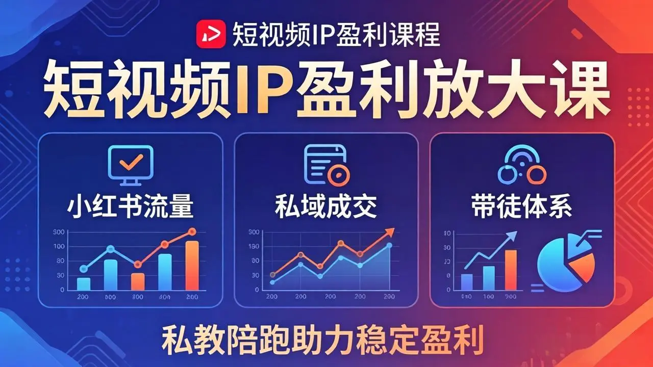 短视频IP盈利放大课:小红书流量+私域成交+带徒体系,私教陪跑助力稳定盈利-知峰社