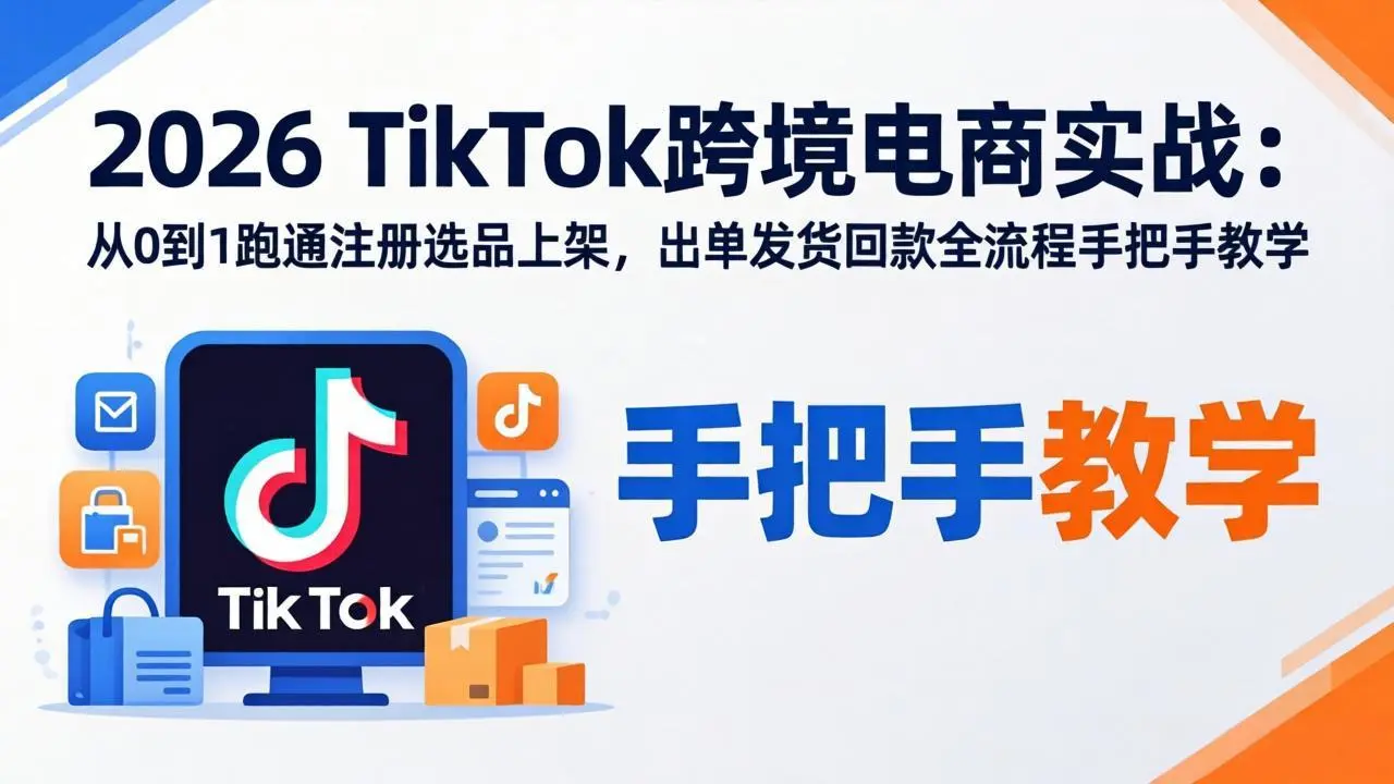 2026TikTok跨境电商实战:从0到1跑通注册选品上架,出单发货回款全流程手把手教学-知峰社
