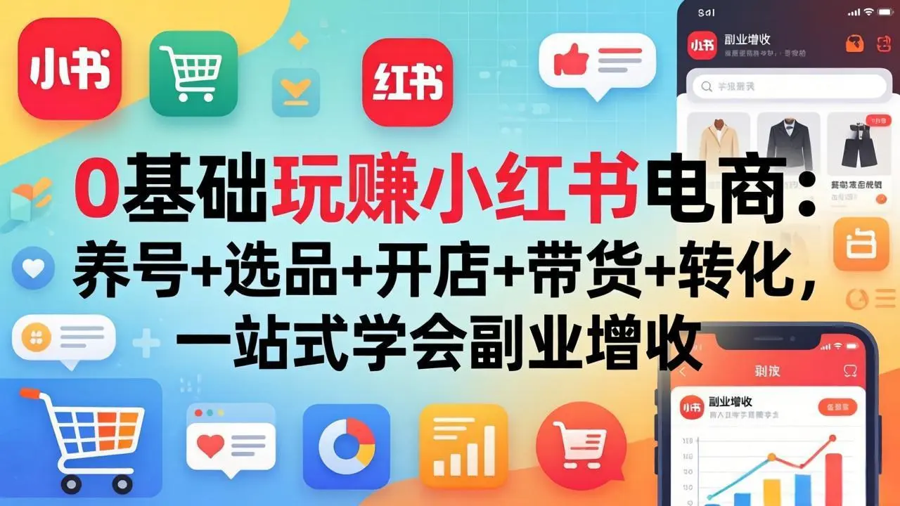 0基础玩赚小红书电商:养号+选品+开店+带货+转化,一站式学会副业增收-知峰社