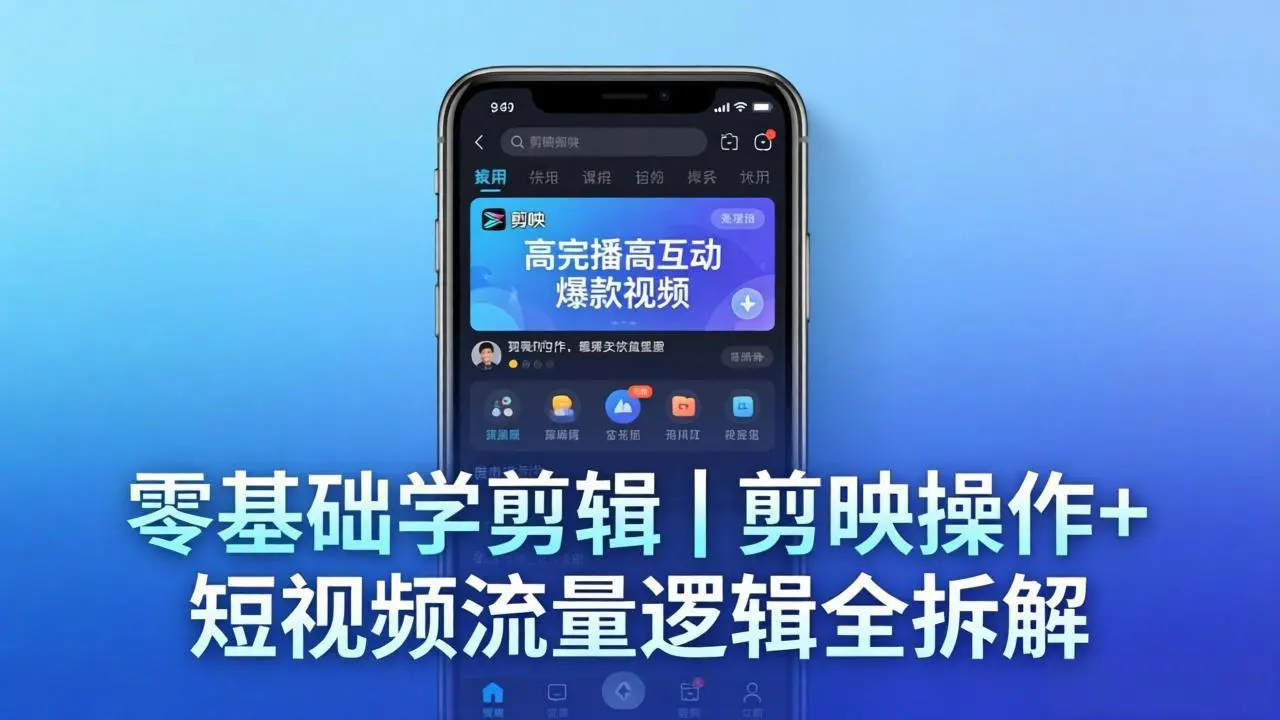 【零基础学剪辑】剪映操作+短视频流量逻辑全拆解|手把手教你剪出高完播高互动爆款视频-知峰社