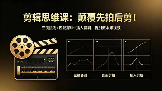 剪辑思维课:颠覆先拍后剪!三镜法则+匹配剪辑+插入剪辑,告别流水账视频-知峰社