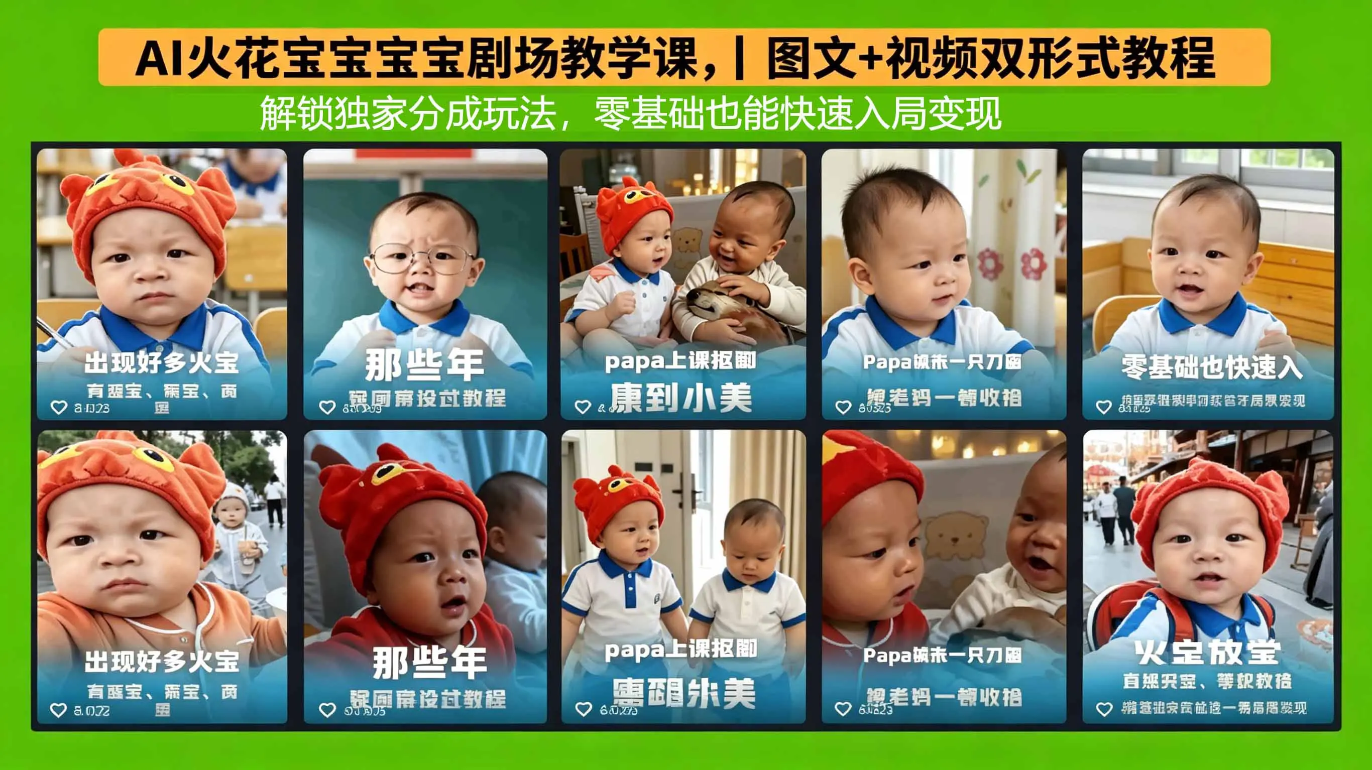 AI火花宝宝宝宝剧场教学课,图文+视频双形式教程,解锁独家分成玩法,零基础也能快速入局变现-知峰社