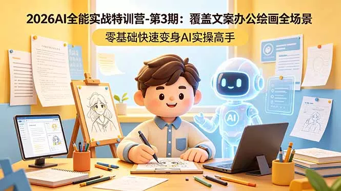 2026AI全能实战特训营-第3期:覆盖文案办公绘画全场景 零基础快速变身AI实操高手-知峰社