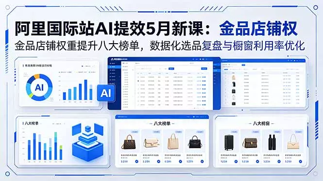 阿里国际站AI提效5月新课:金品店铺权重提升八大榜单,数据化选品复盘与橱窗利用率优化-知峰社